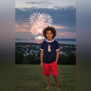 NWT- Janie and Jack Americana Flag Tee & Shorts